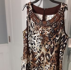 Sundress, animal print with beaded trim